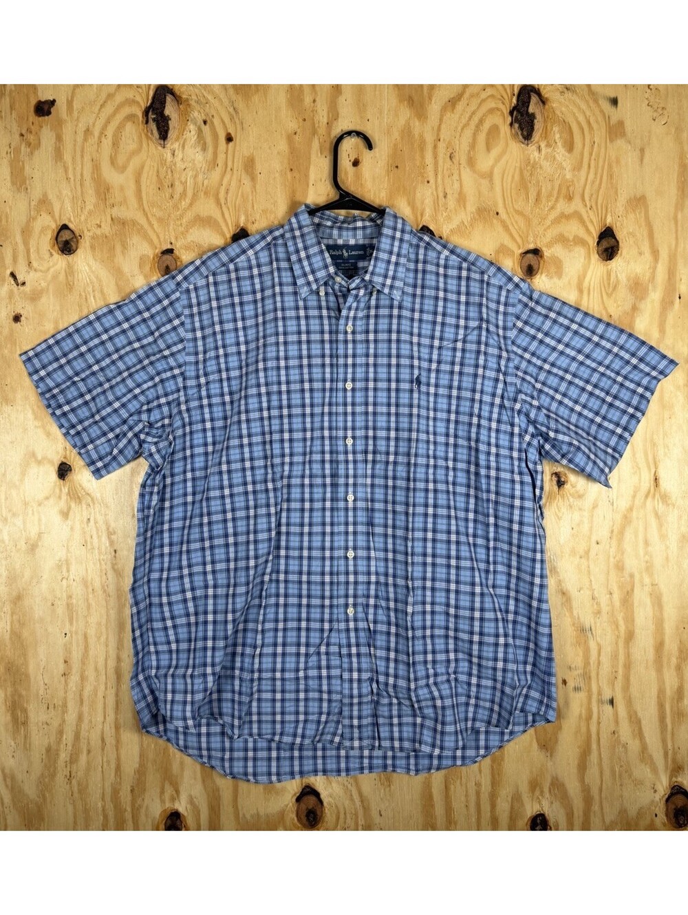 Ralph Lauren Men's Blue Short Sleeve Button Down Classic Fit XL Extra Large